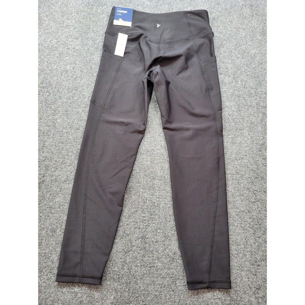 Old Navy PowerSoft High Rise 7/8 Ankle Leggings Medium Petite Black Pockets